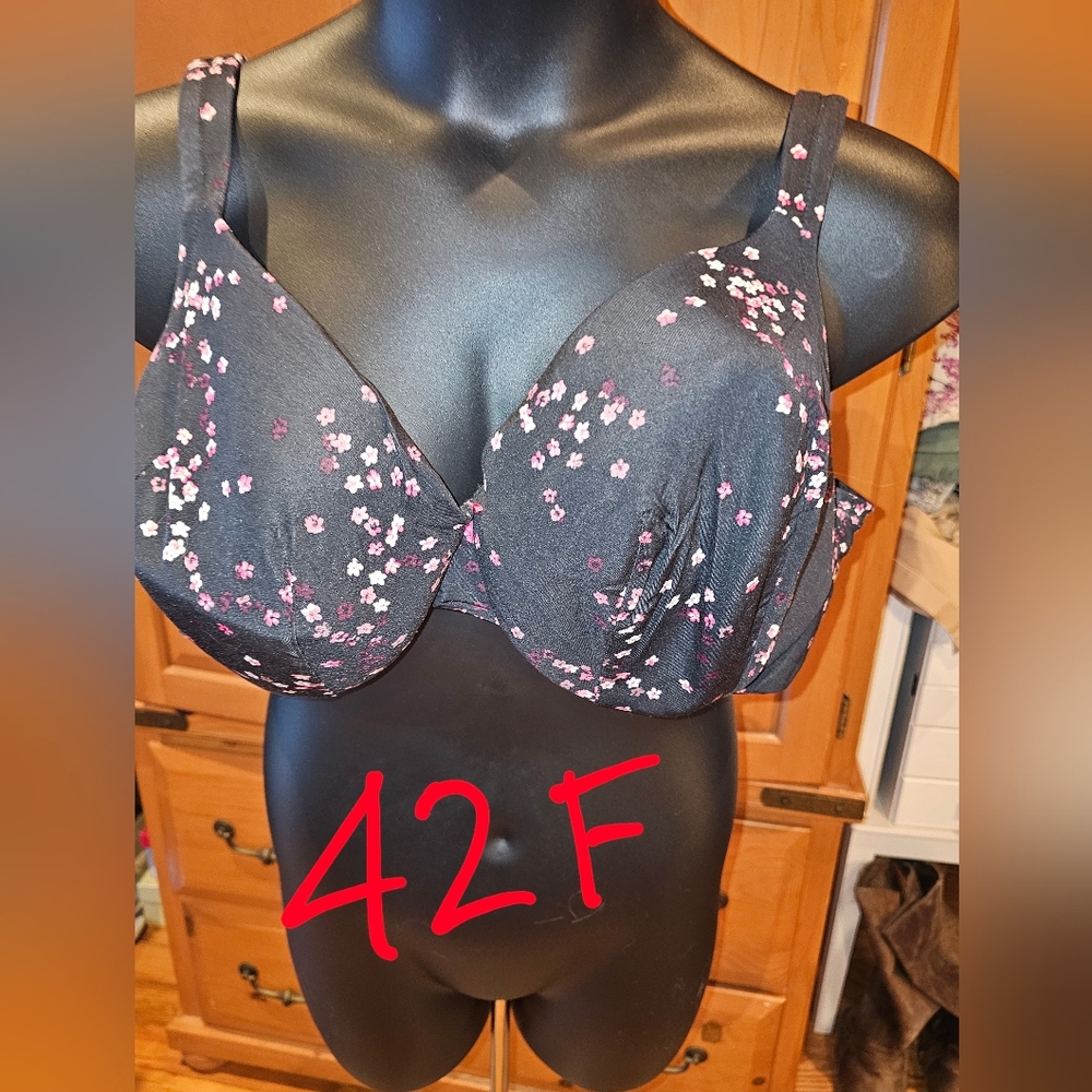 Floral Black Bra 42F